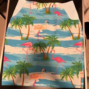 OppoSuits Tropical Print Pencil Mini Skirt with Flamingos and Palm Trees at Sea